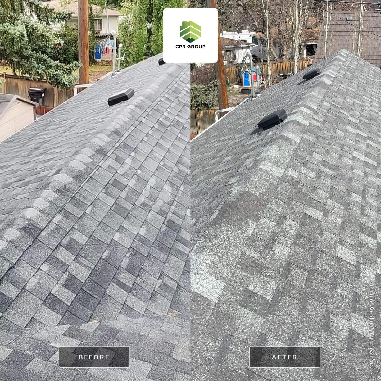 Calgary roof shingle replacement, before and after by CPR Group Ltd