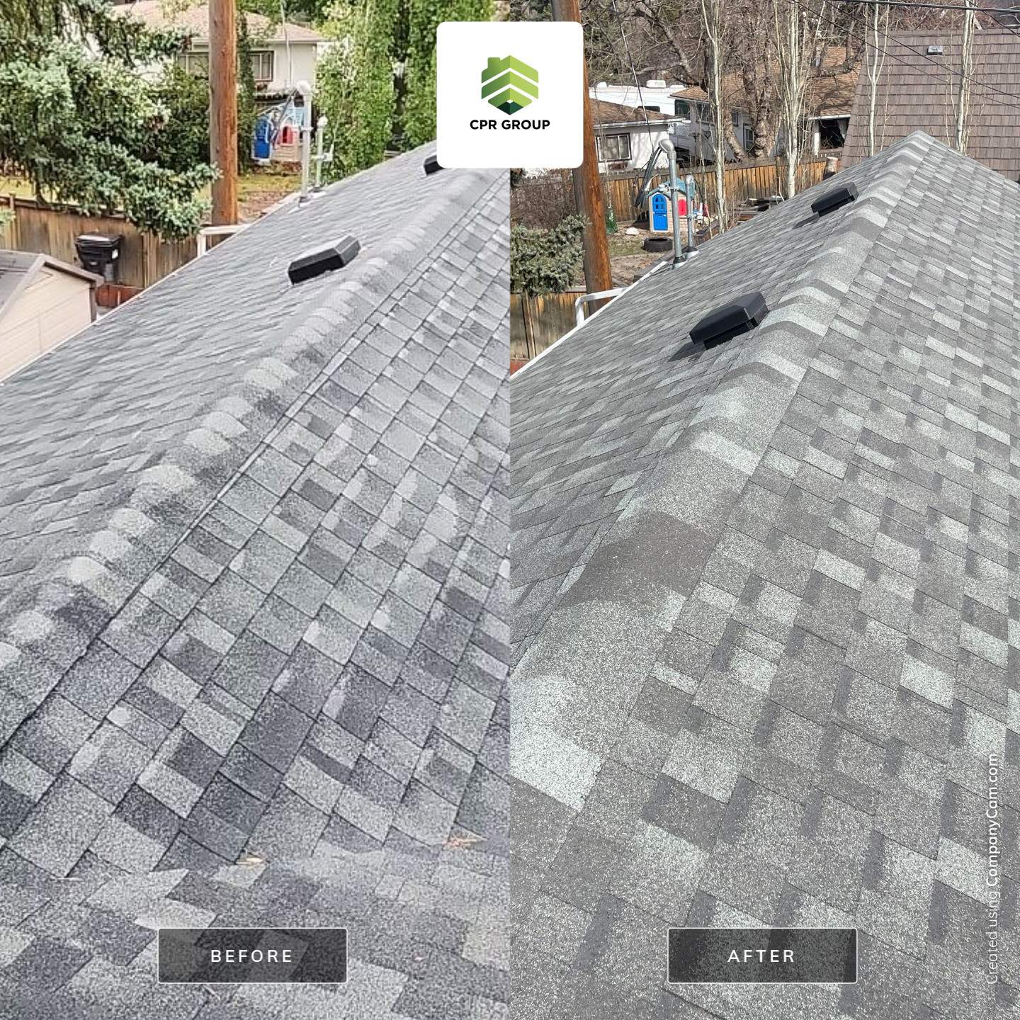 Calgary roof shingle replacement, before and after by CPR Group Ltd