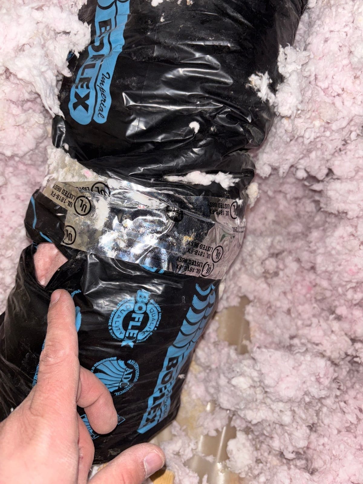 dryer flexduct pierced hot air coming in the attic