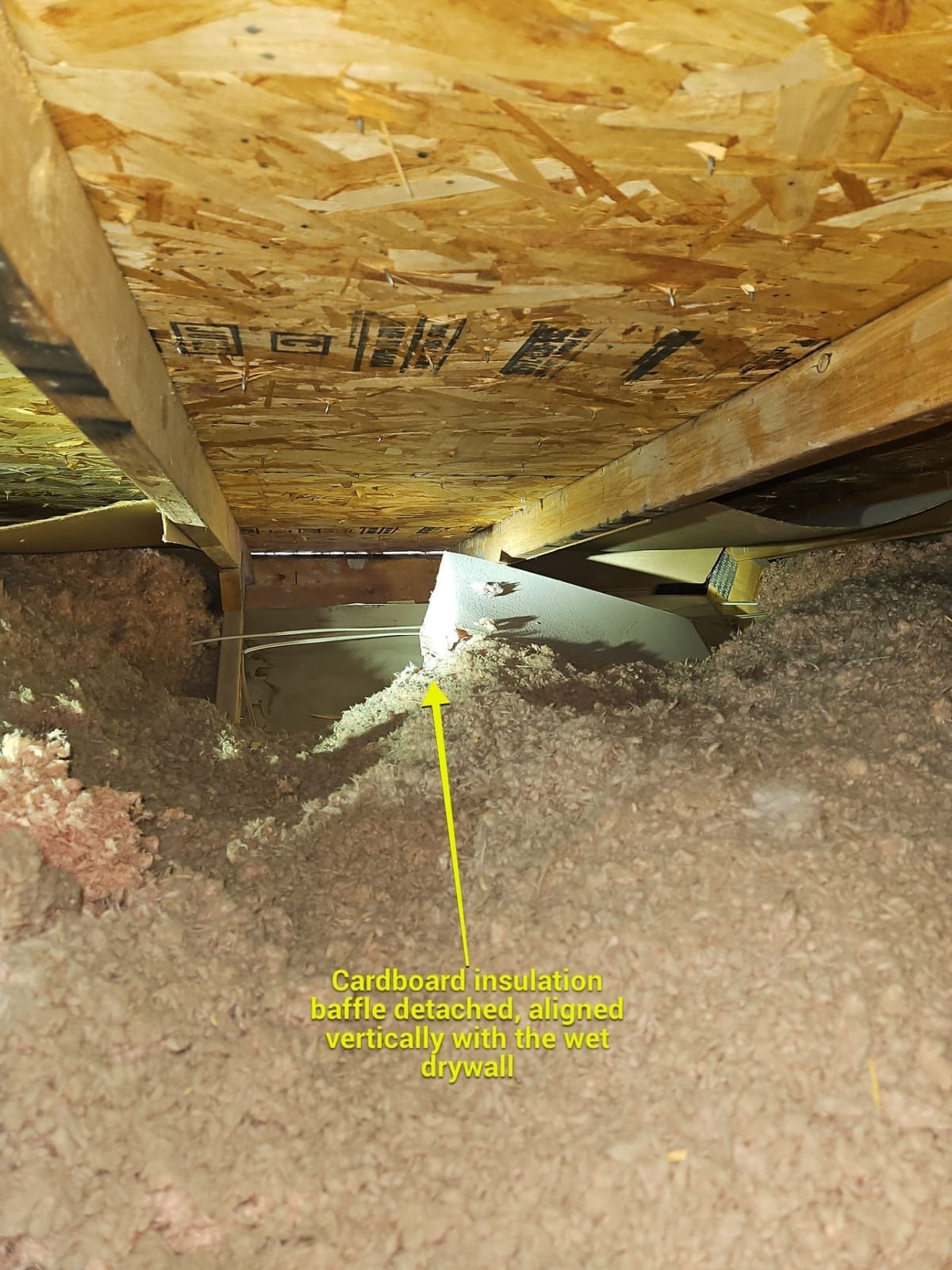 insulation baffle detached in the attic