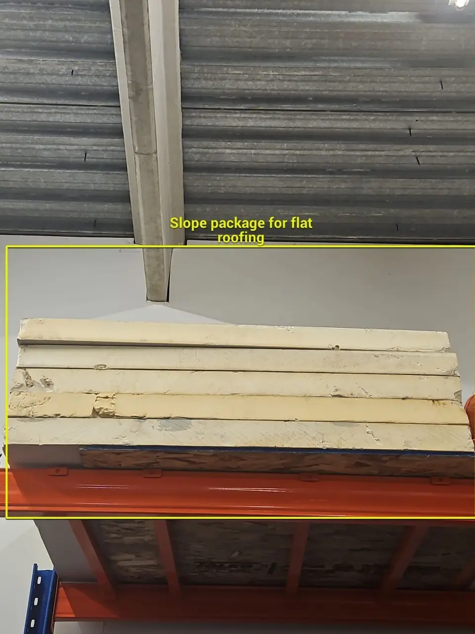 sloped package installed on a flat roof to improve drainage
