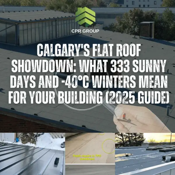 Newly installed SBS modified bitumen torch-down flat roof on a Calgary commercial building
