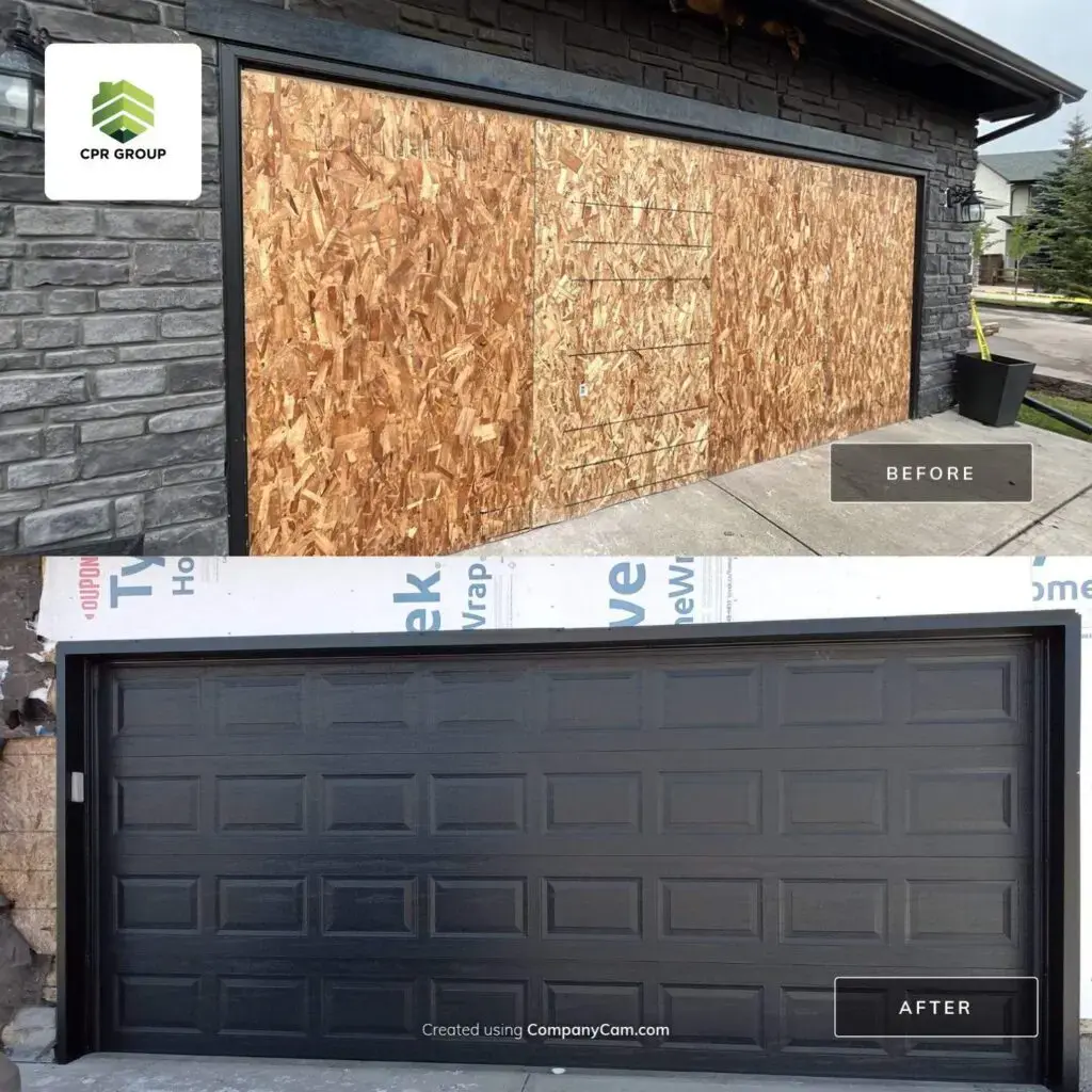 Exterior garage door replacement in Calgary by CPR Group Ltd