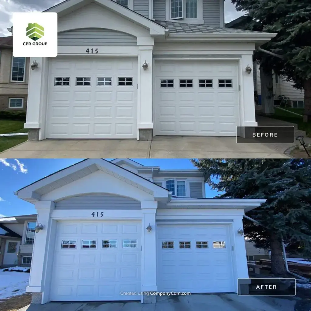 Vinyl siding replacement on the front of a Calgary home by CPR Group Ltd