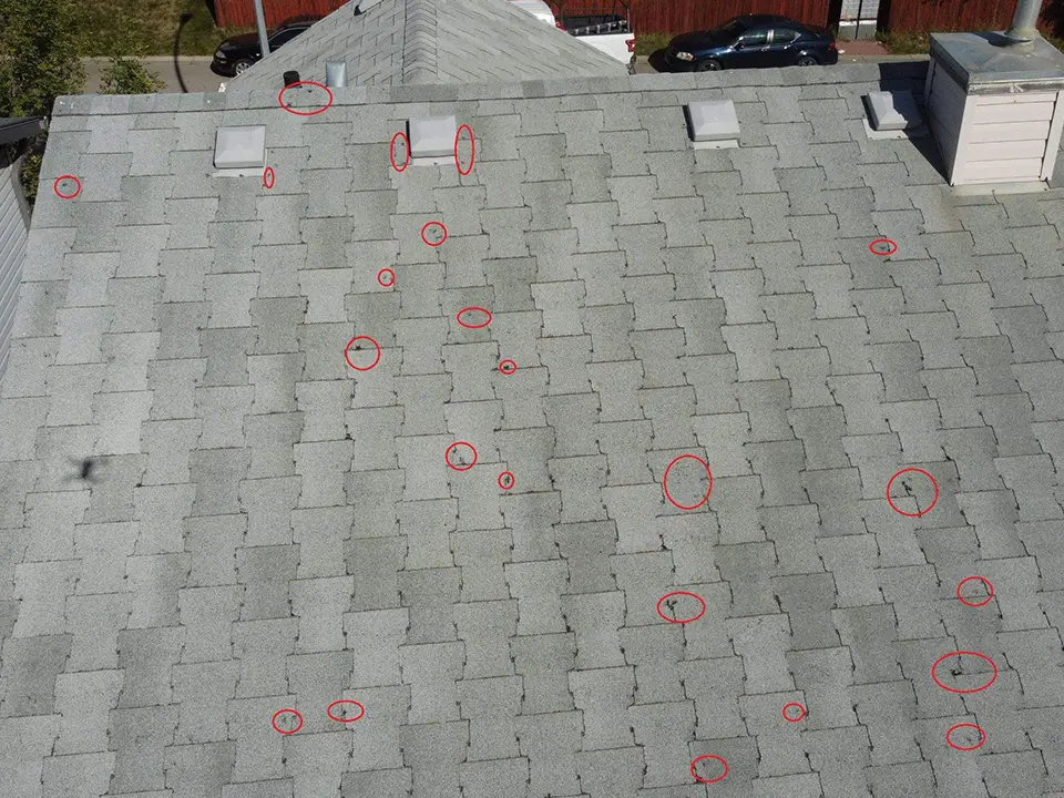 Roof hail damage in Calgary