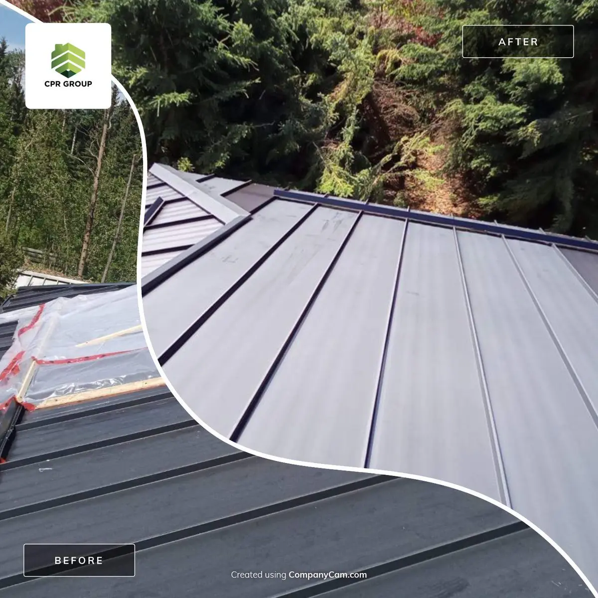 Metal roofing before and after by CPR Group Ltd