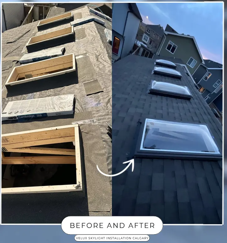 Four Velux skylights replacement in Cranford, Calgary by CPR Group Ltd