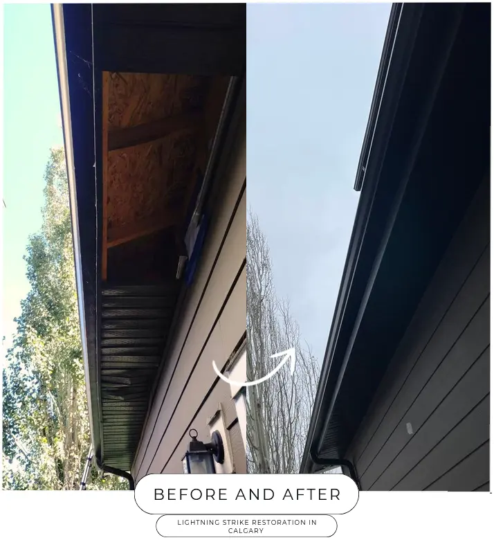 Lightning strike garage restoration in Auburn Sound Cove SE Calgary