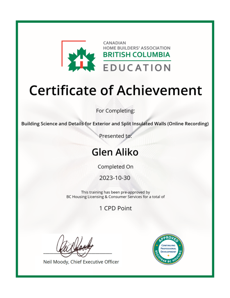 CPD Course Certificate for Glen Aliko