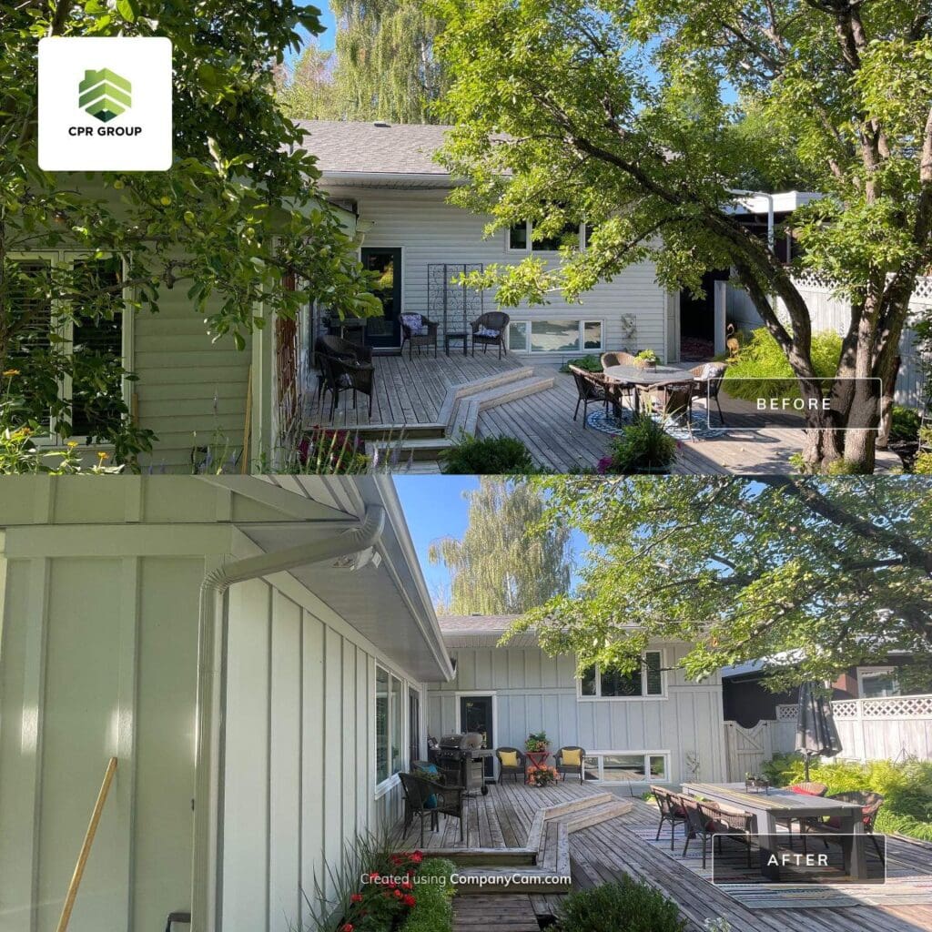 hardie board with trims installed before and after in Calgary