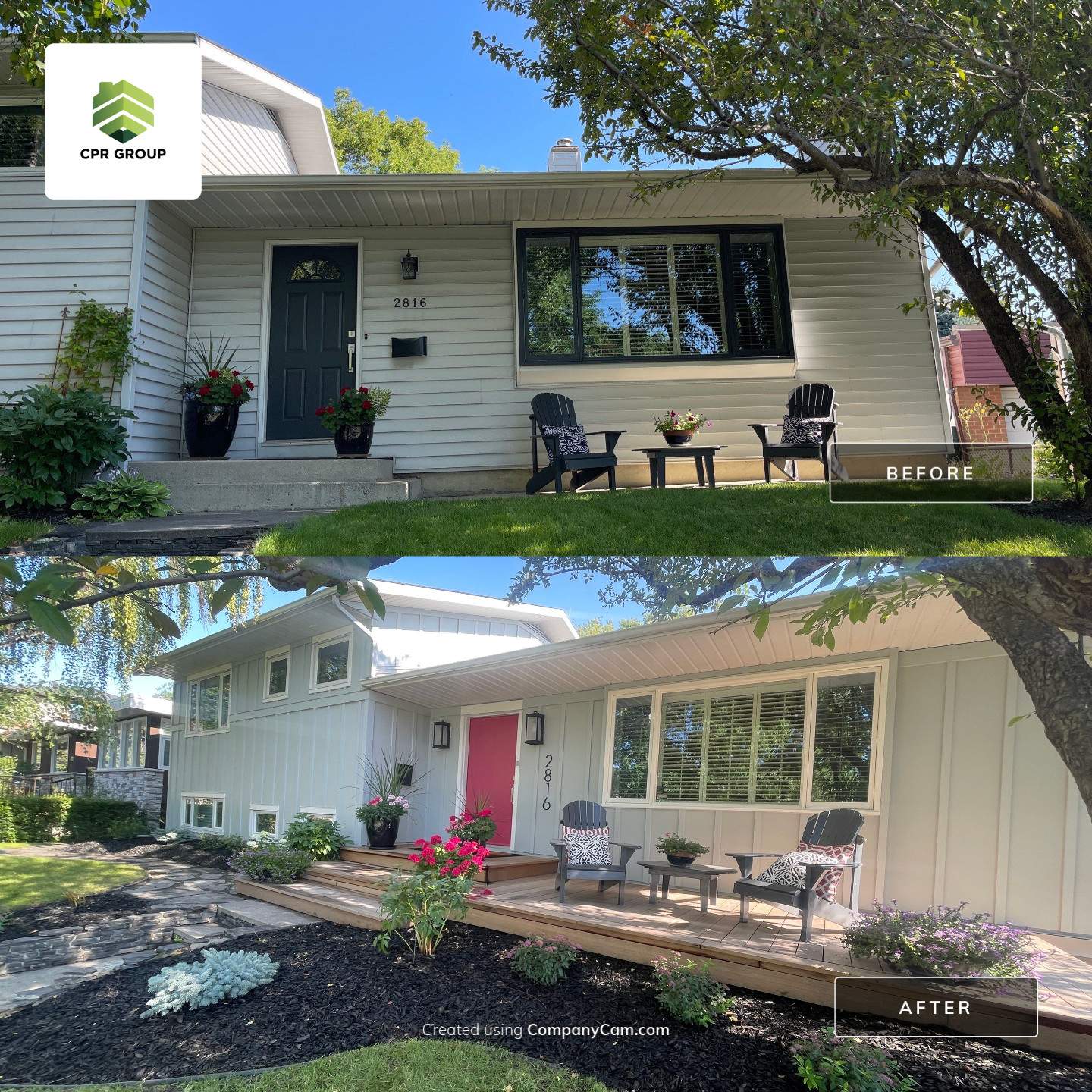 jamie hardie board siding installation in Calgary, before and after photo