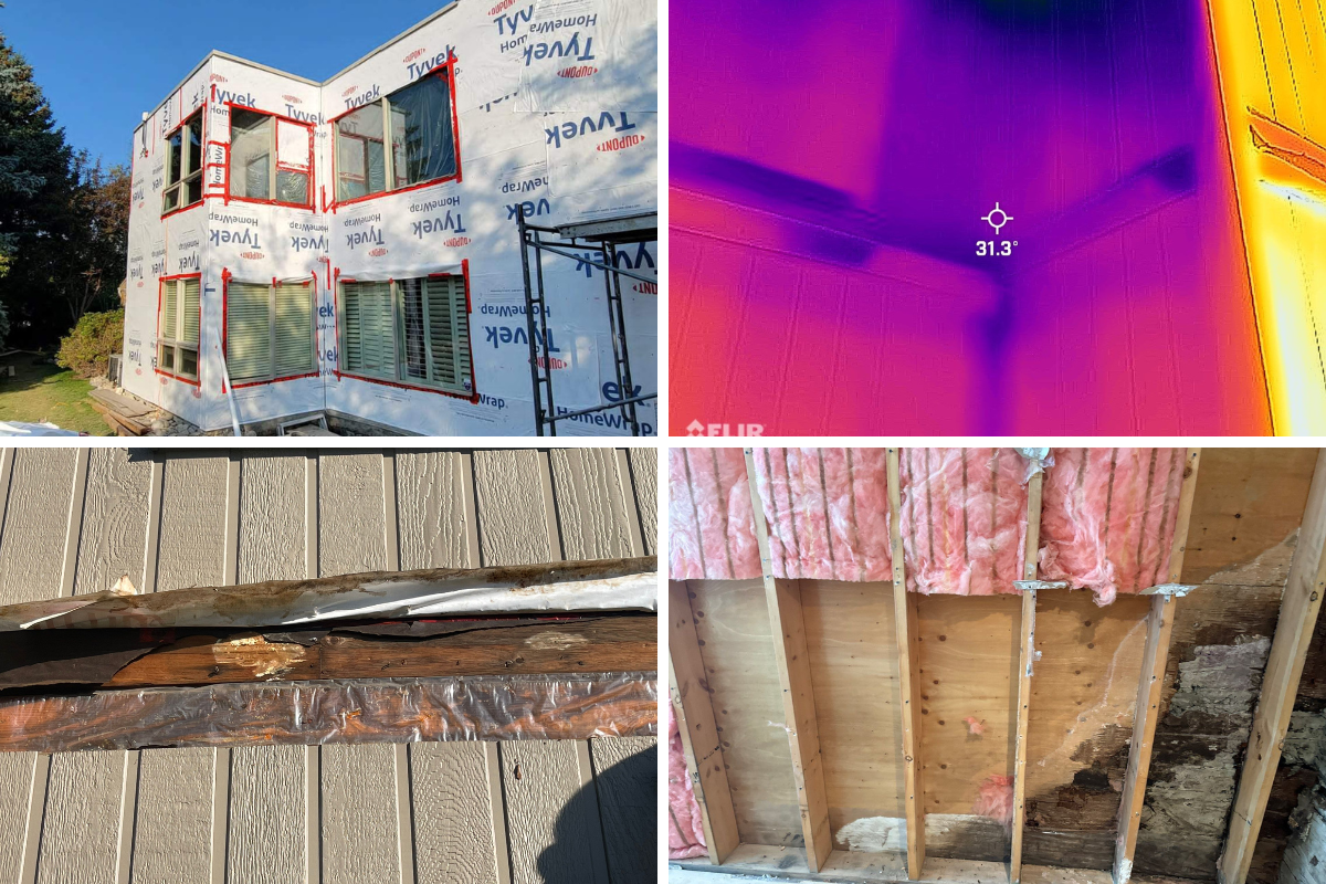 collage of 4 photos showing common water damage in Calgary