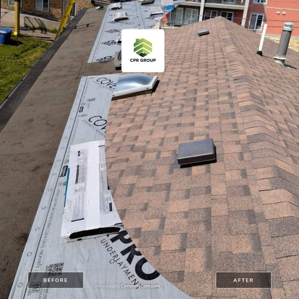 asphalt architectural shingles installation before & after photo