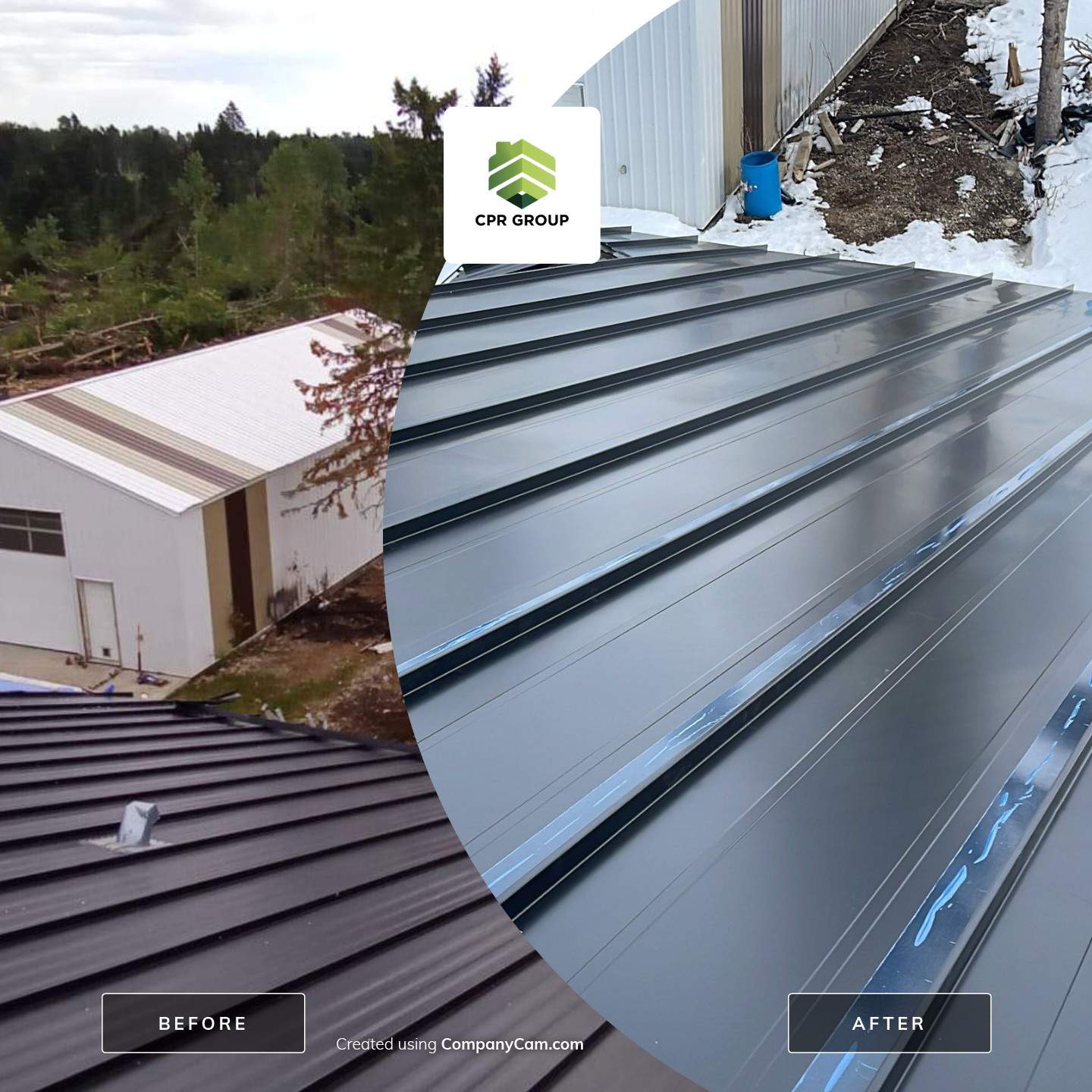 metal roofing before after photo for 32041 Range Rd 45 Alberta T0M1X0