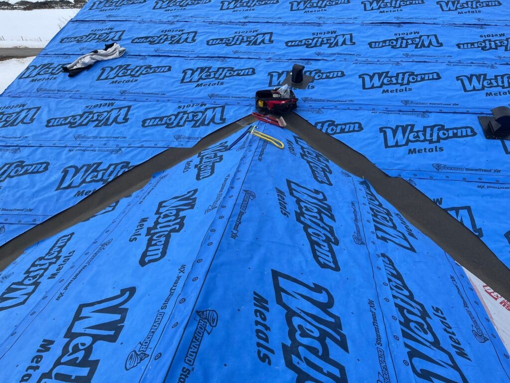 westform metals underlayment ice water walleys before installing metal roof on top at Alberta T0M1X0