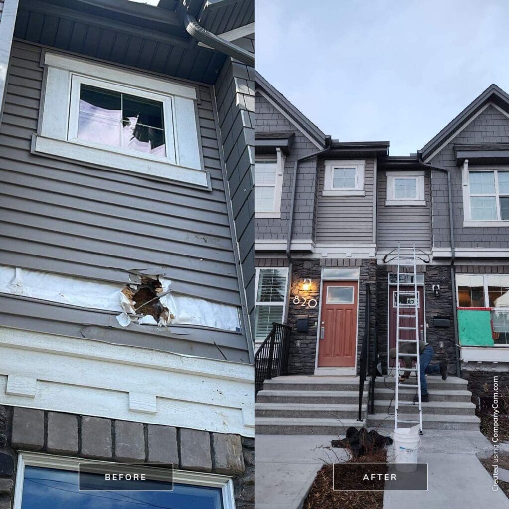 home-restoration-siding home restoration of siding - before and after photo in Calgary