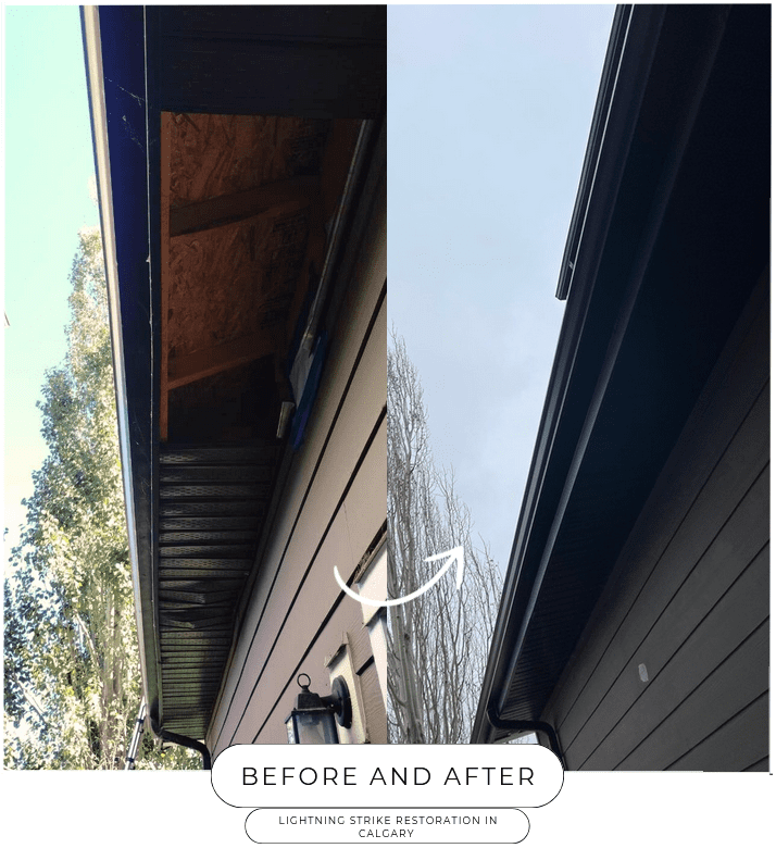lightning-strike-garage-restoration-auburn-sound-cove-se-calgary Post Lightning strike home restoration - before and after photo in Auburn Sound Cove - Calgary