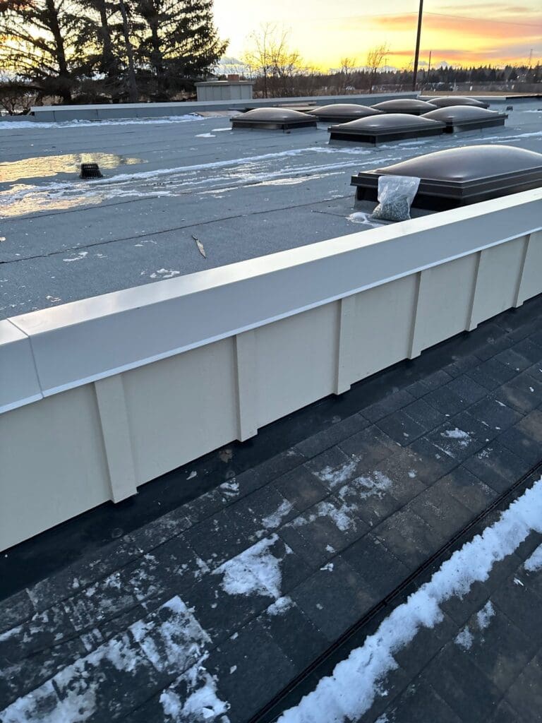 sbs-torch-down-roof view of newly installed sbs flat roof in Calgary